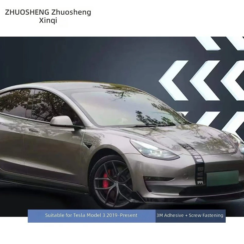 Rear Lip FOR Tesla Model 3 , Turbo Style Front Bumper, Side Skirts, Rear Spoiler, Front Canard, LED Lights, Car Body Kit