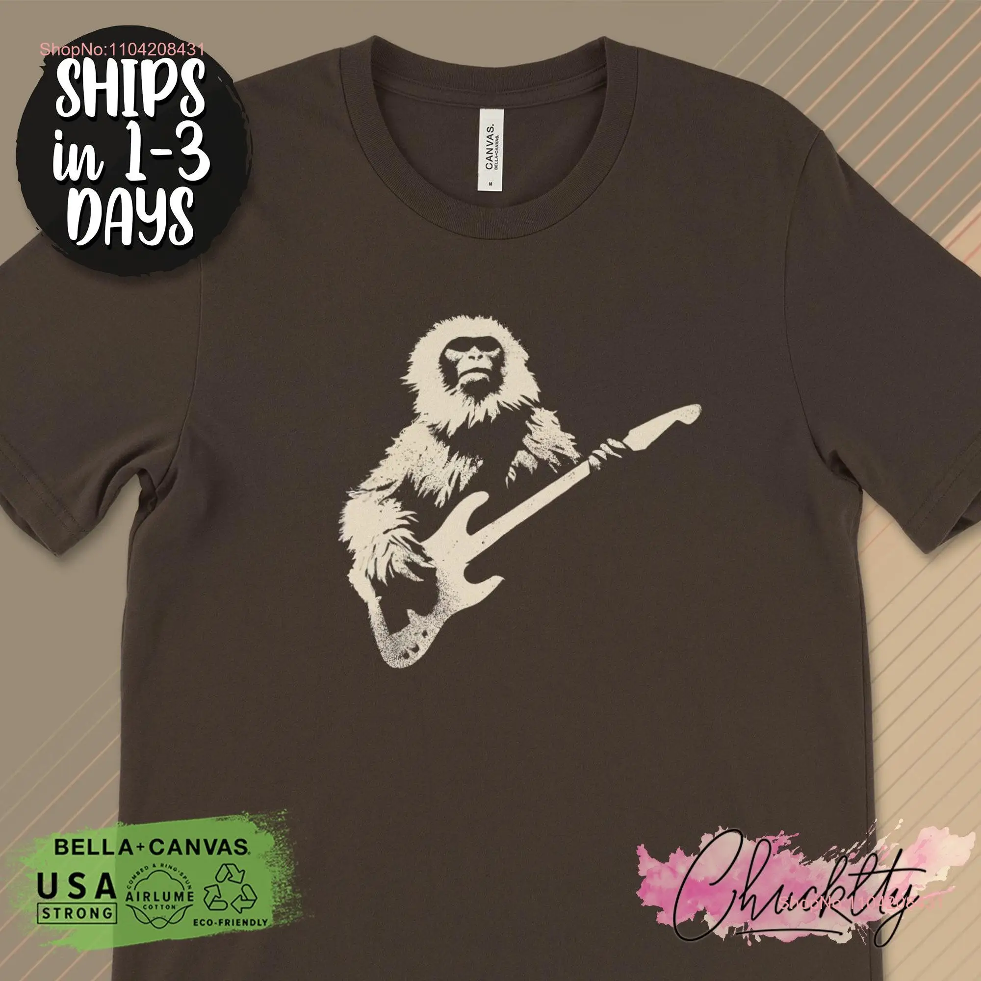 Arctic Monkey Playing Electric Guitar T Shirt Funny Musician Rock Music Lover Unique Animal Art Design