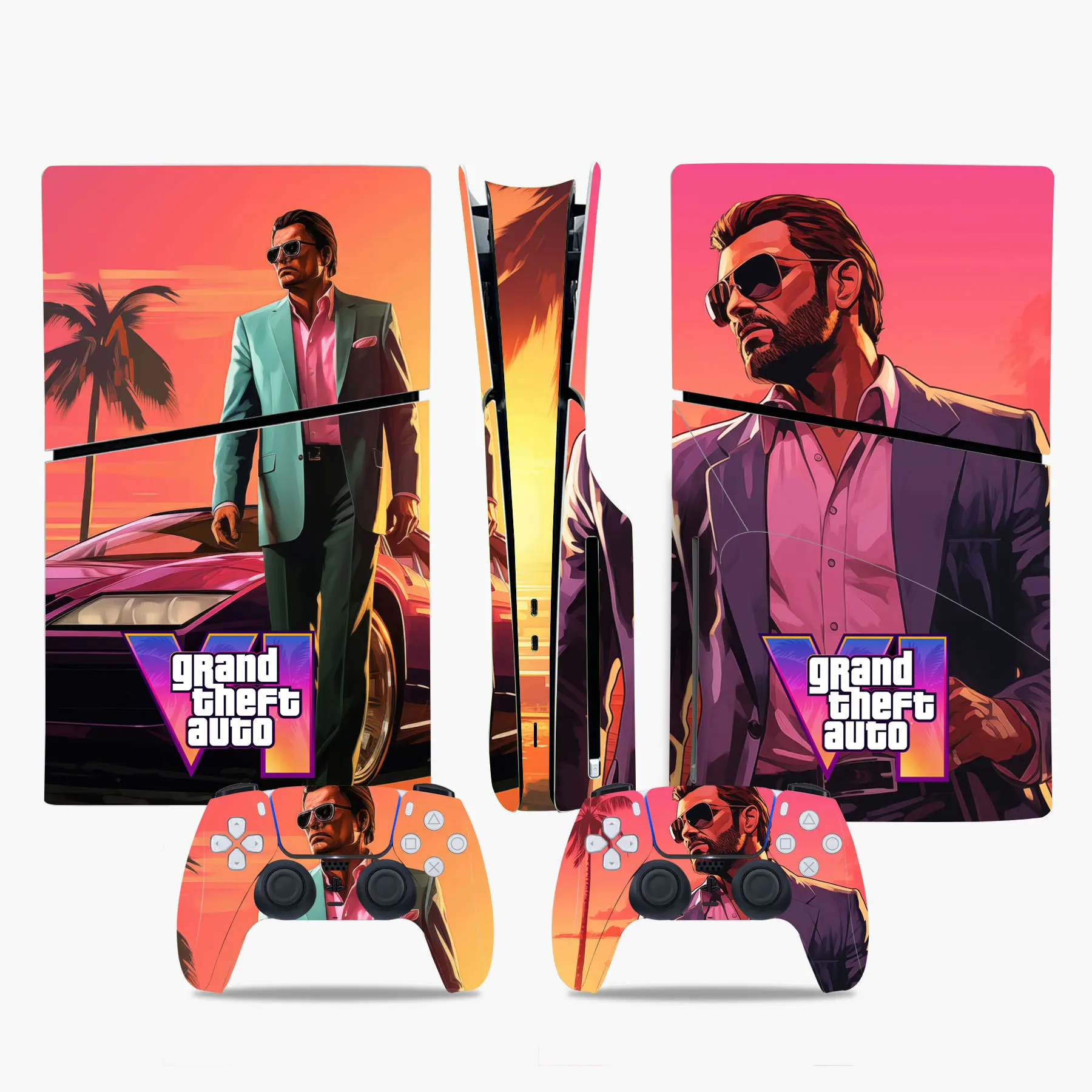 Grand Theft Auto GTA 6 PS5 Slim Disc Skin Sticker Decal Cover for Console and 2 Controllers New PS5 Slim disk Skin Vinyl