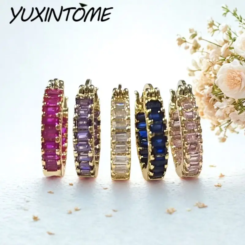 

925 Sterling Silver Needle Exquisite and Fashionable Colorful Zircon Circle Earrings Women's Light Luxury Sweet Wedding Jewelry