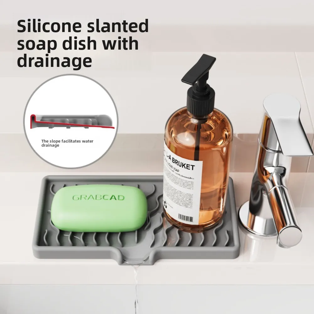 Silicone Soap Holder Bathroom Organizer Non Slip Soap Tray Kitchen Sink Drainer Countertop Storage Stand for Soap Dish