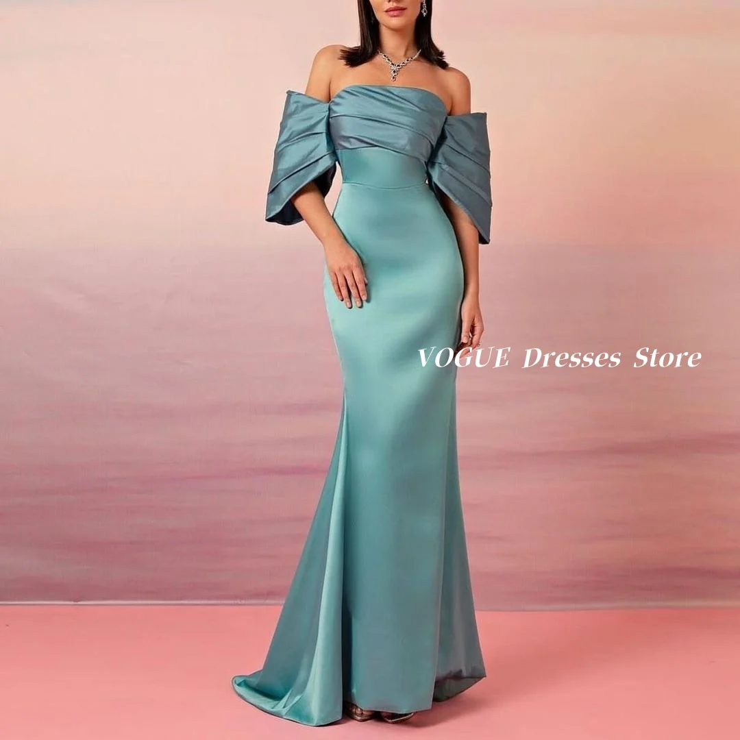 

Off Shoulder Puff Sleeve Prom Dresses Satin Mermaid Evening Formal Dresses فساتين سهرة 2025 فاخرة شحن مجاني Customized