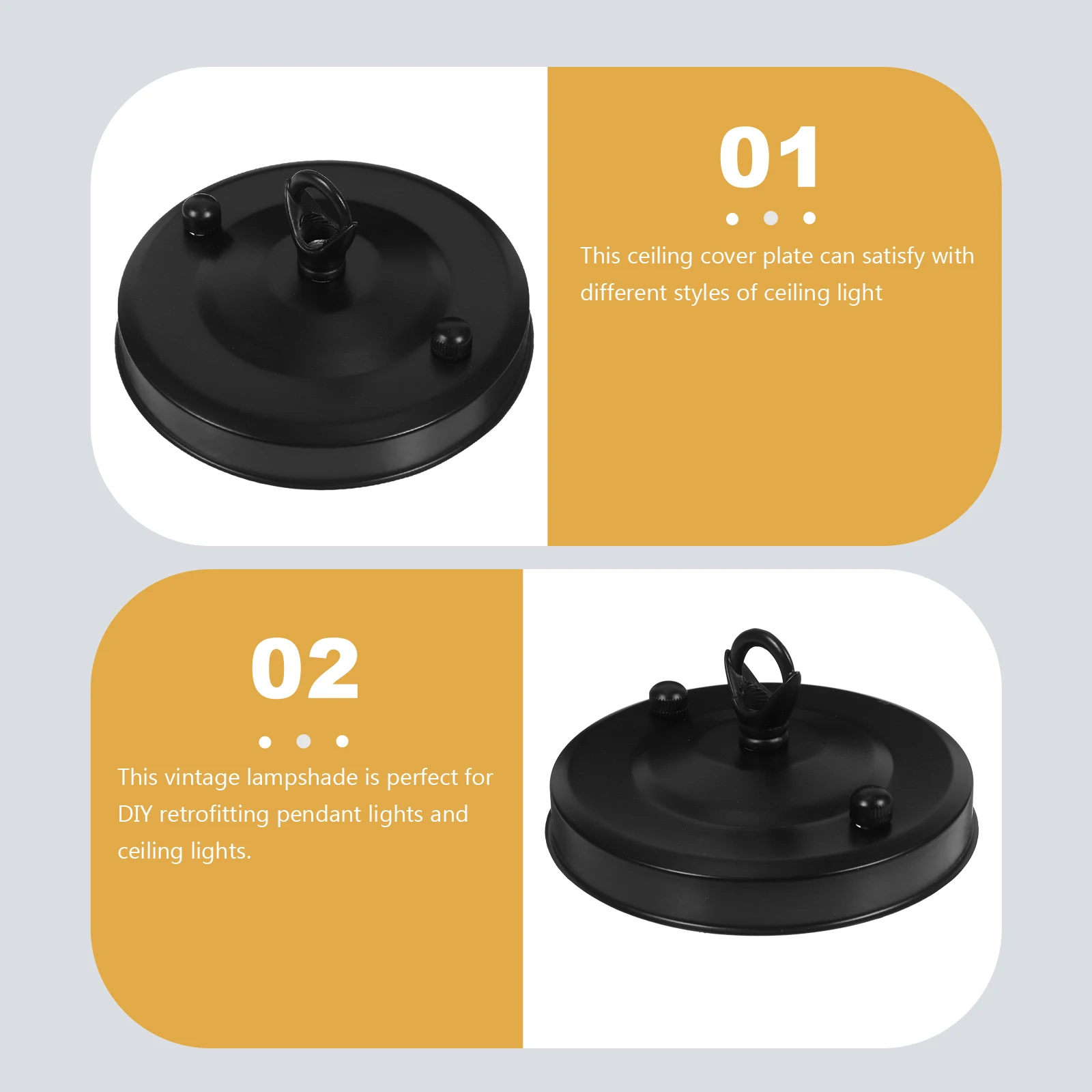 

2Pcs 110mm Black Ceiling Canopy Plate Chandelier Mounting Parts Pendant Light Fixture Cover Plate for LED Bulb Tube Industrial