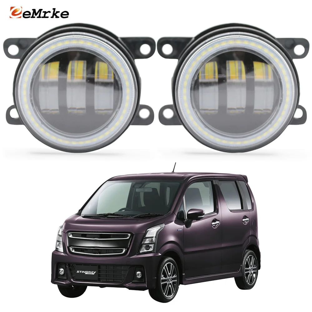 2in1 LED Fog Lights Lens Angel Eye Driving Light for Suzuki Wagon R Stingray MH35S MH55S MH44S MH95S 2017 2018 2019 2020 2021