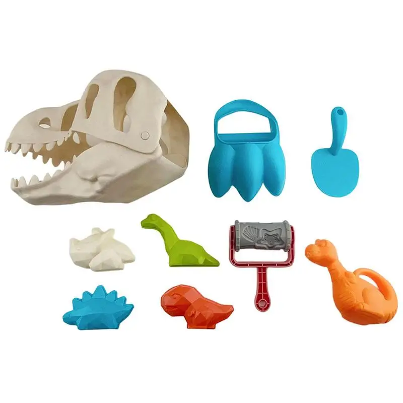 

9pcs Sand Shovel Dinosaur Sand Mold Toys Outdoor Summer Beach Play Toys Fine Motor Skills Development Sand Digging Set For Kids