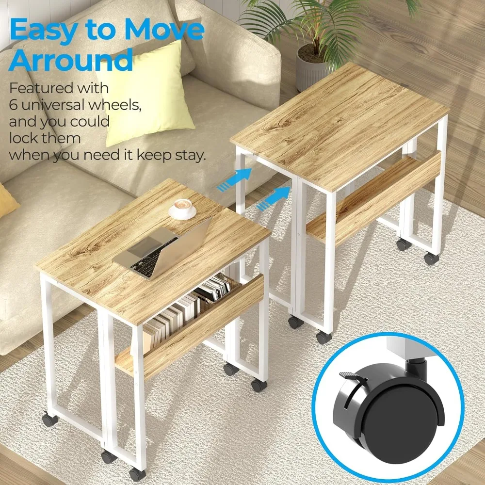 Kompakter Rollschreibtisch mit Ablagefach, 31,5-Zoll-faltbarer Computertisch für kleine Räume, einfache Montage und Mobilität