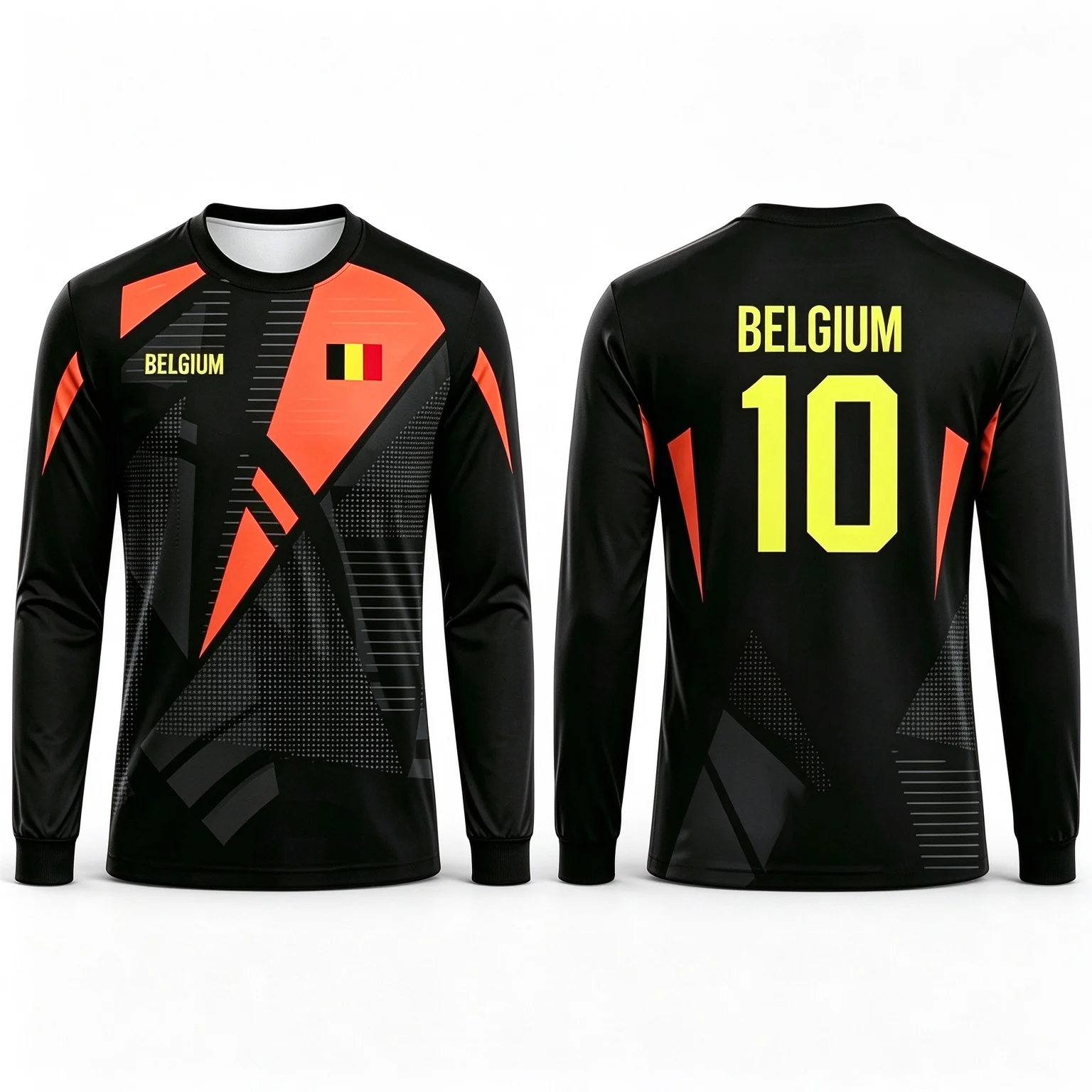 Vibrant Belgium Long Sleeve Football Jersey, Quick Dry Breathable Athletic Training Top Unisex Fan Sportswear 2026