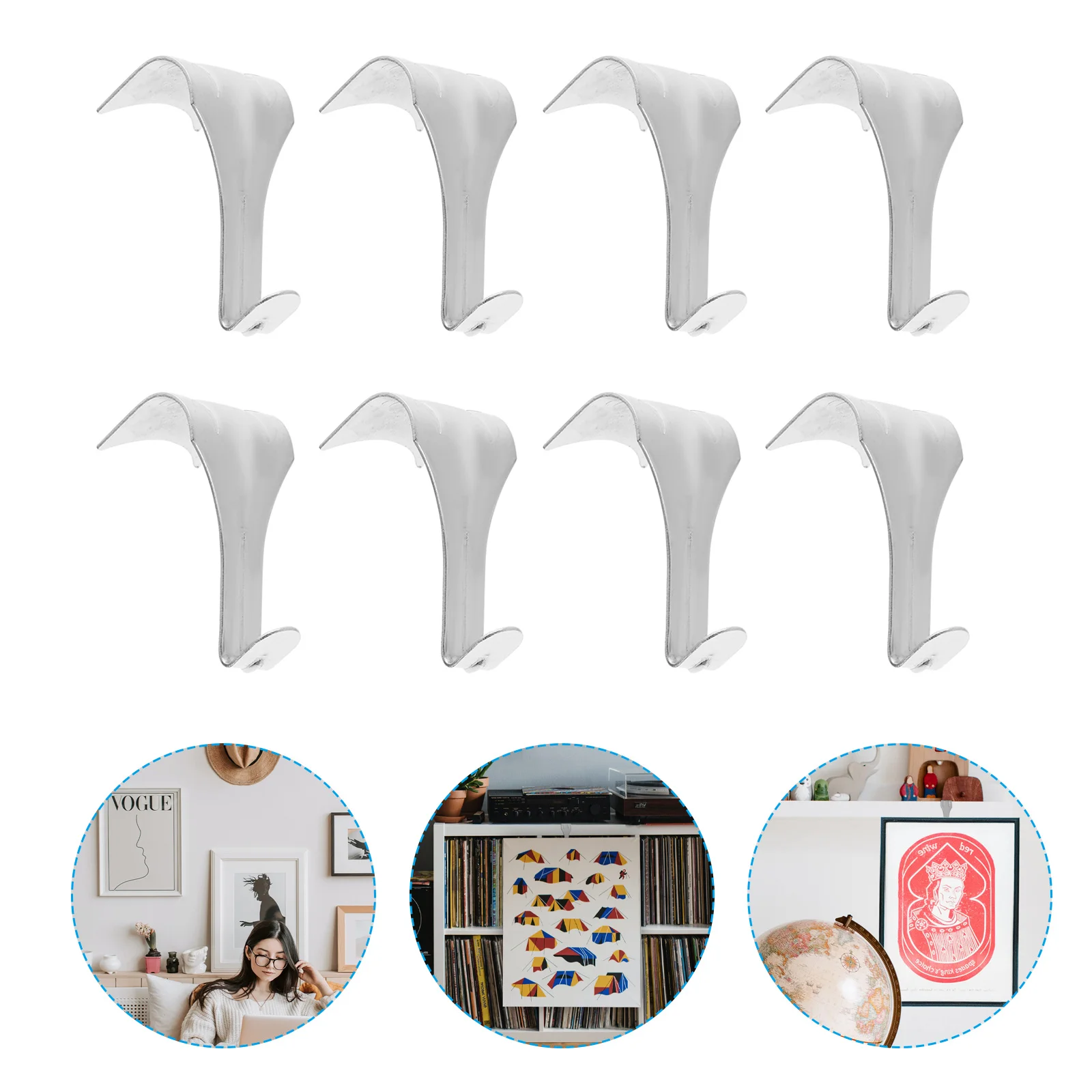 20 Pcs Picture Rail Hook Exhibition Hooks Hangers up Hanging Kit for Pictures Zinc Alloy Parts Tools