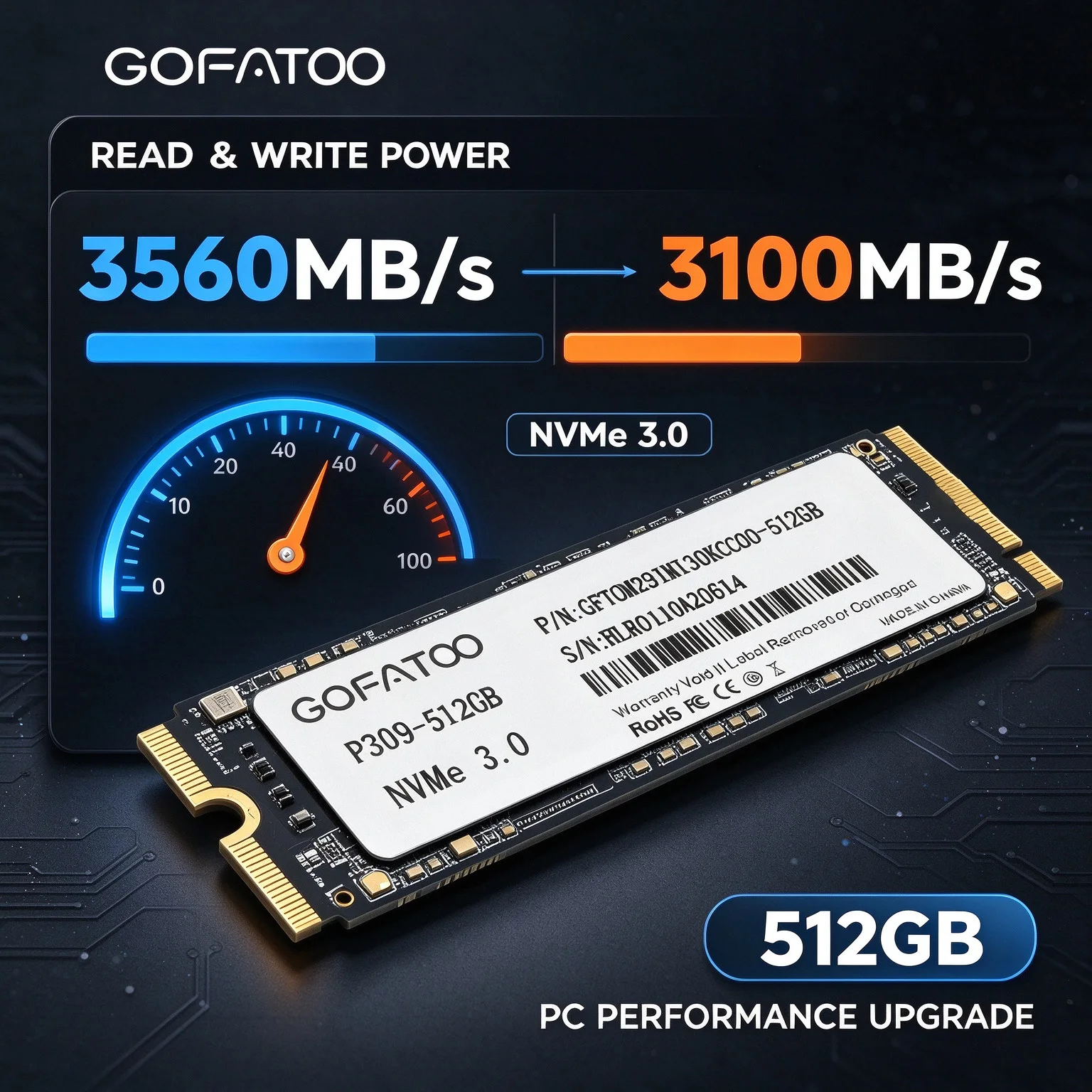 GOFATOO SSD M2 NVME 128GB 256GB 512GB 1TB SSD M.2 2280 PCIe 3.0 Internal Solid State Drive For Laptop Desktop Game Console