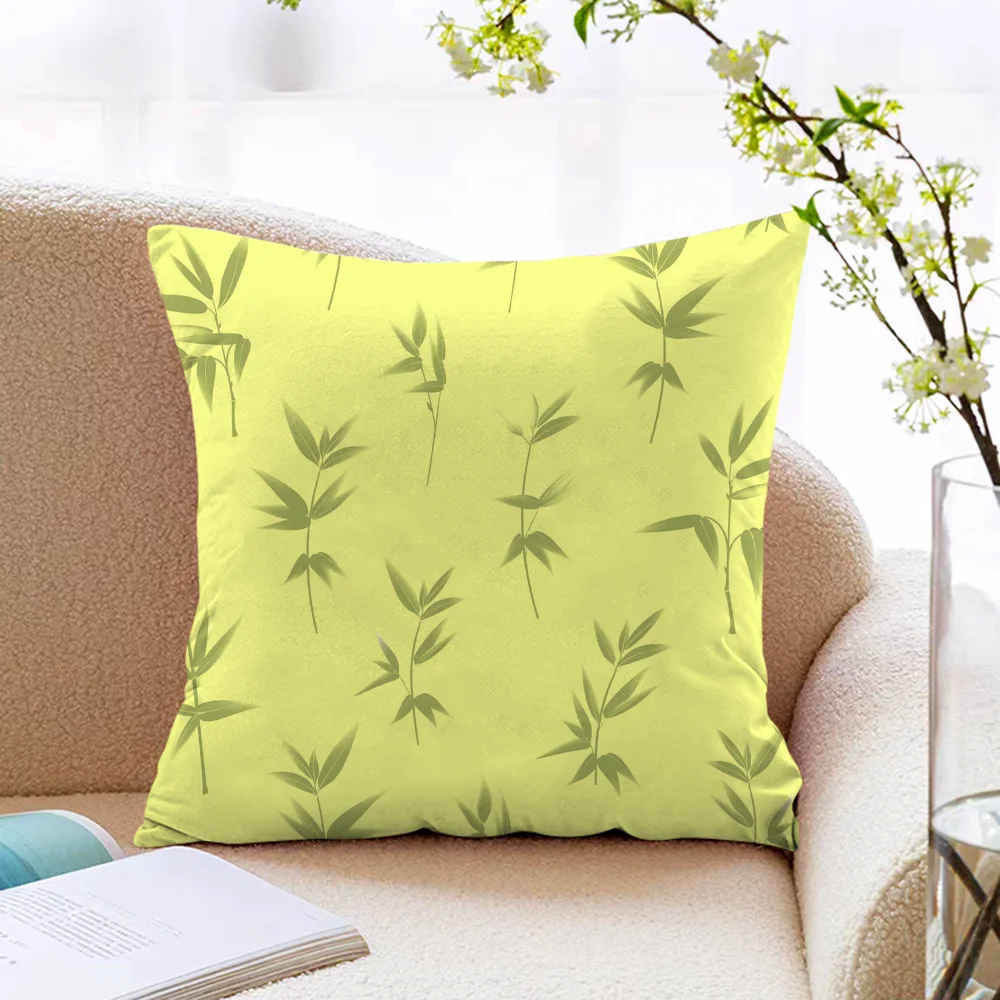 Bamboo Grove Pillowcase Short Plush Car Sofa Cushion Cover Home Textile Garden