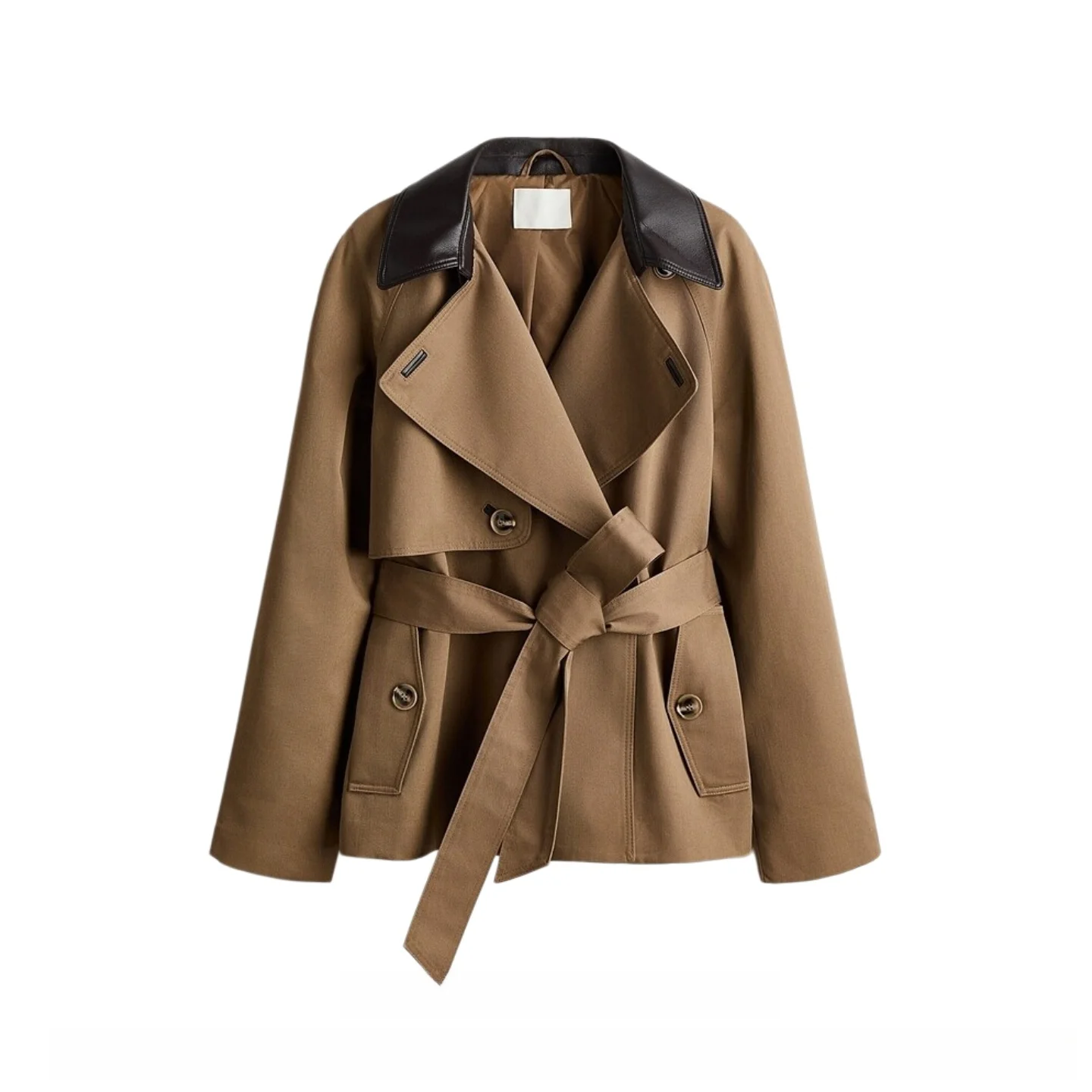 Elegant Short Windbreaker Women's Jacket Double Row Buttons Casual Turn-down Collar New Summer 2026 Fashion Retro All-match Coat
