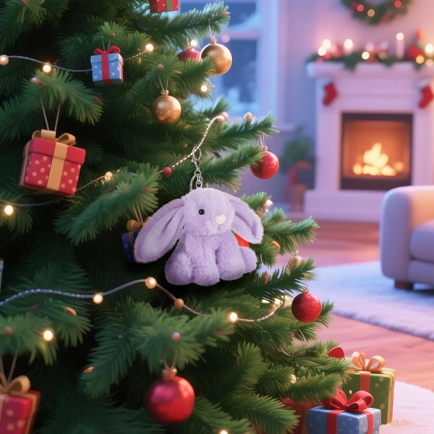 Brinquedo de Coelho de Pelúcia Macio para Crianças, 4,7 Polegadas, Perfeito para Bolsas e Mochilas