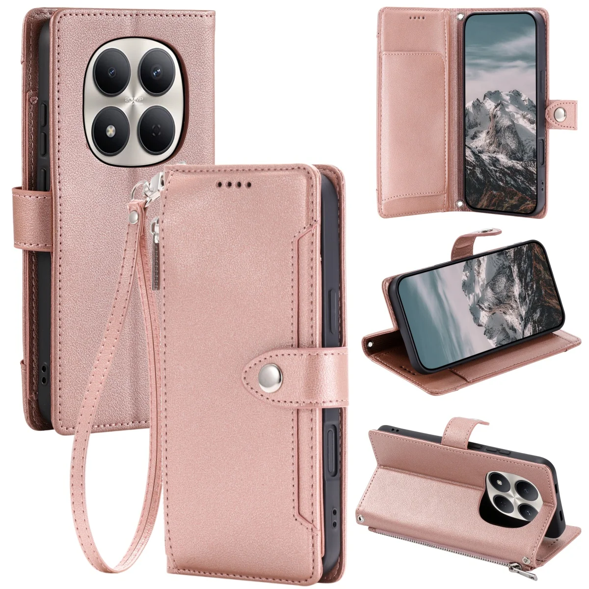 

Flip Cards Solt Wallet Leather Strap Phone Case For Xiaomi Redmi Note 15 Pro Plus 14 13 14C 13C Shockproof Portable Slim Cover
