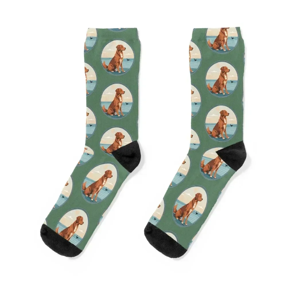 

Traveler dog in the sea Nova Scotia Duck Tolling Retriever dog onwer Socks anti slip football cute golf Socks Girl Men's