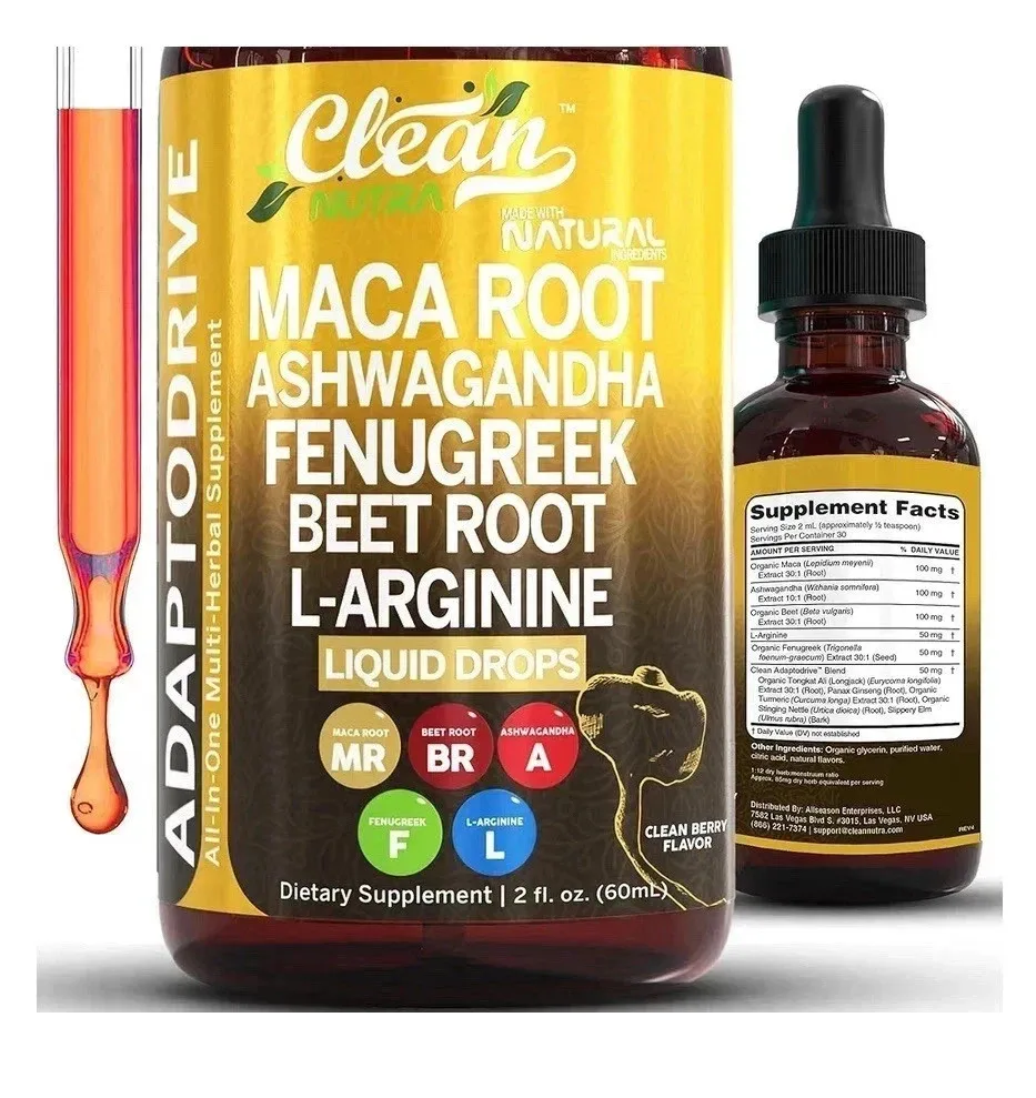Maca Root Liquid Drops Ashwagandha Fenugreek Beet Root and L-Arginine
