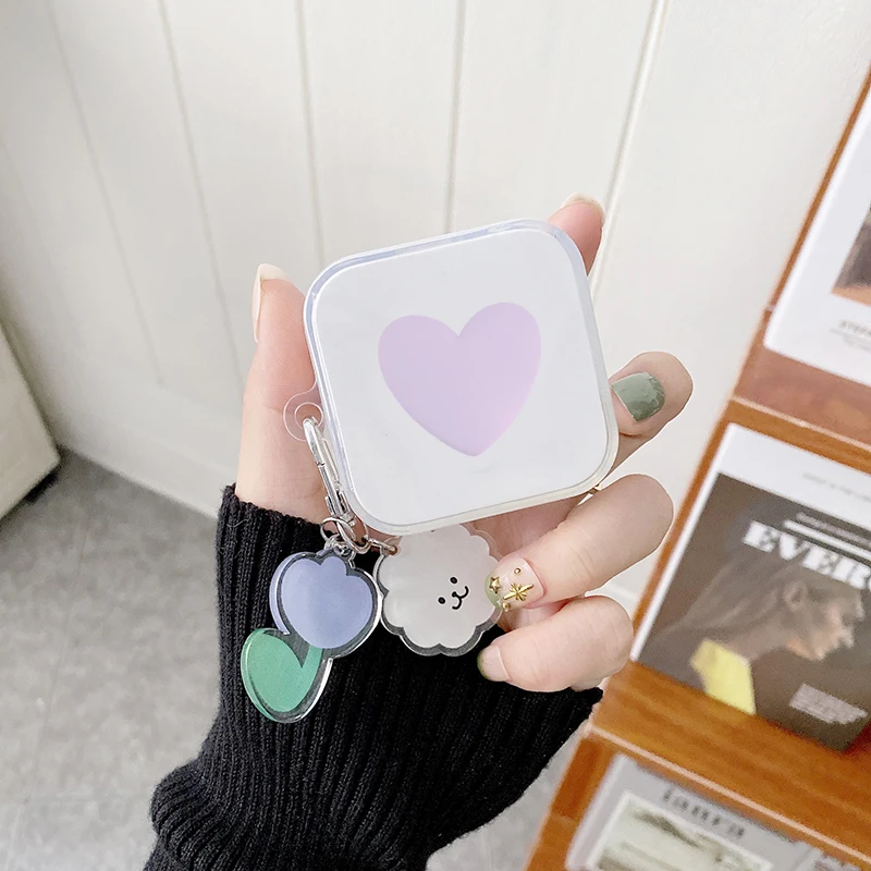 ل QCY T13 حالة لطيف الحب سماعة غطاء مع المفاتيح لينة واضحة غطاء وقائي ل qcy t13 TWS علبة صندوق الهاتف