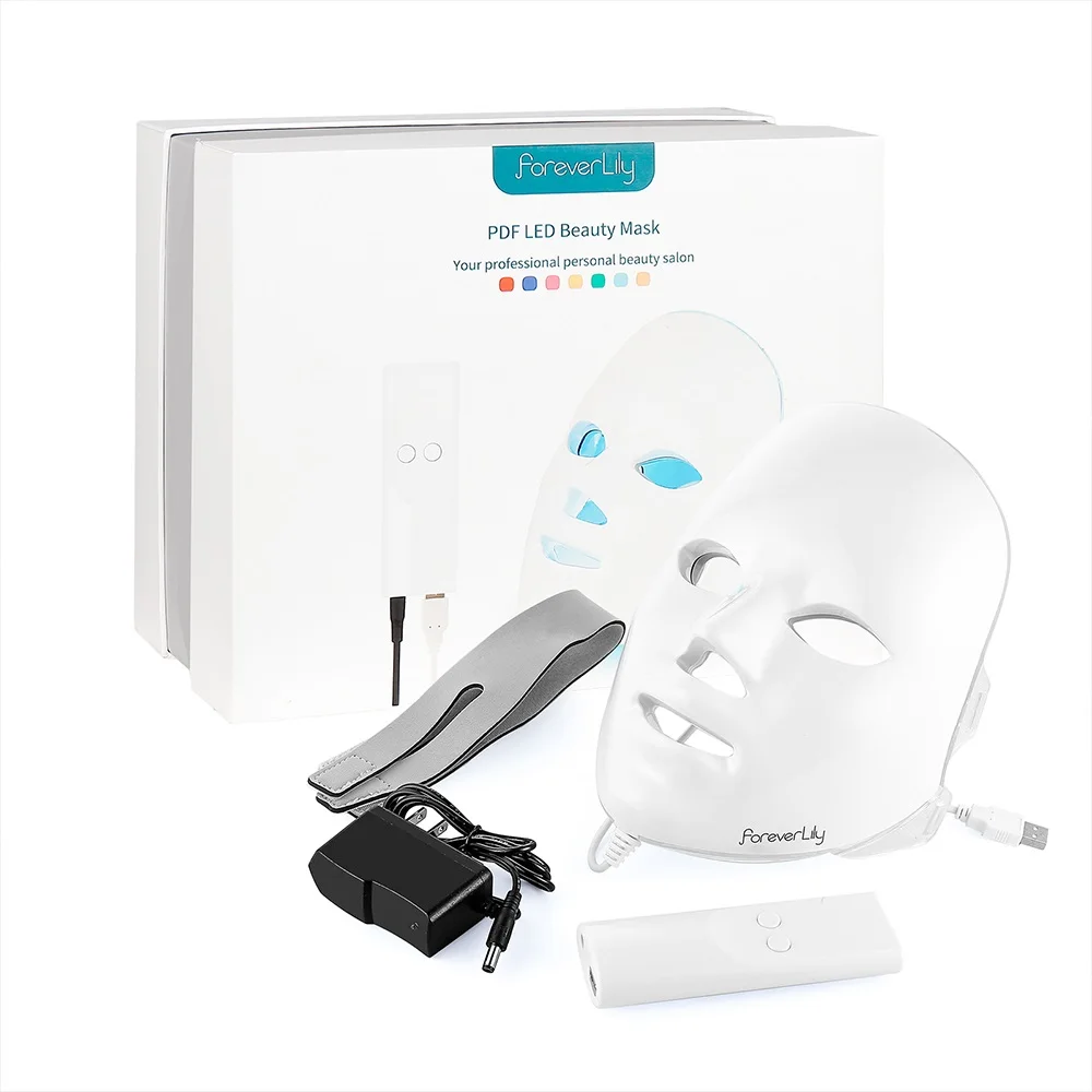 Gift Box 7 Colors LED Facial Mask Skin Rejuvenation LED Mask Phototherapy Face Care Beauty Anti Acne Whitening Anti-Wrinkle