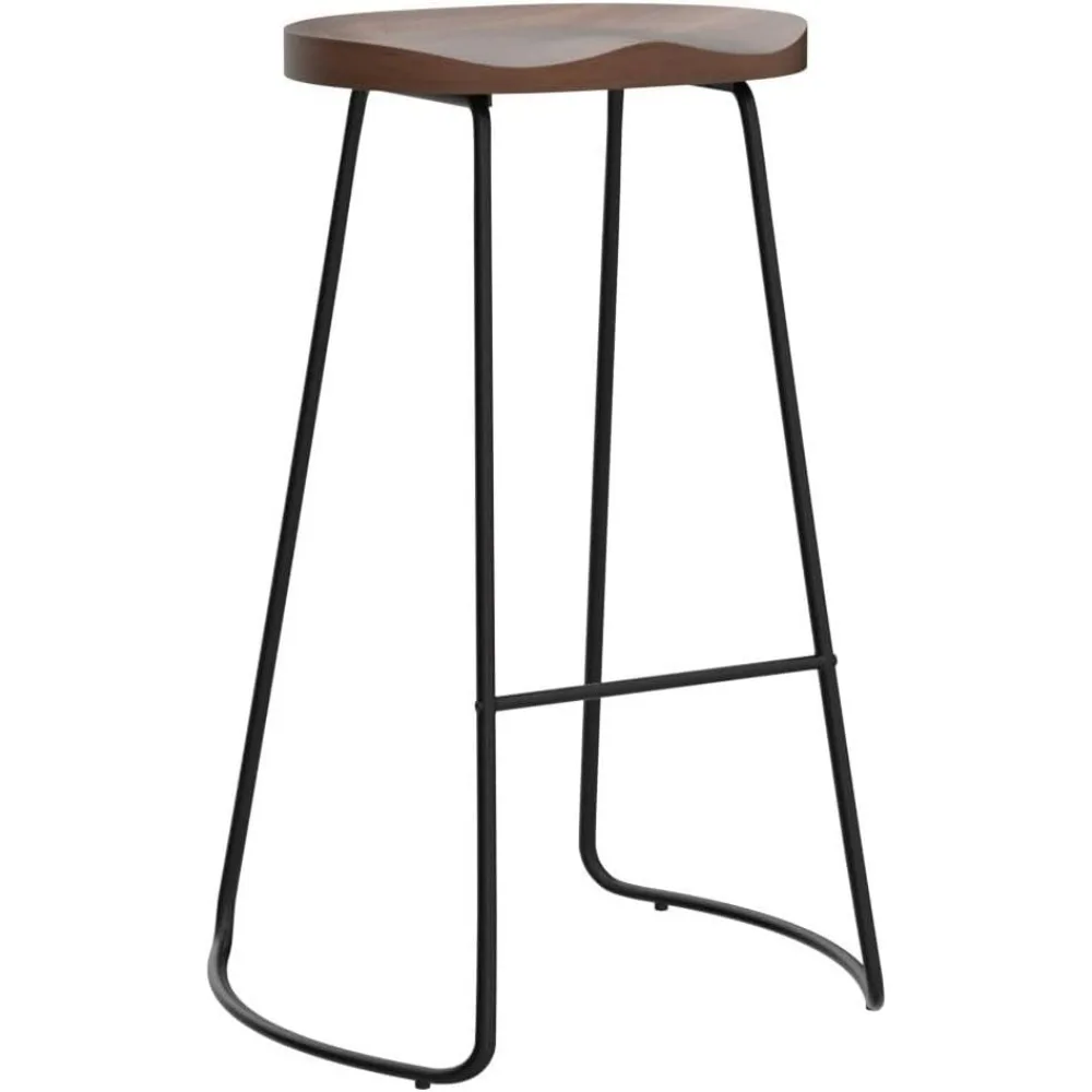 

Bar Stools Set of 4, Saddle Seat Bar Stools with Metal Legs, Rustic Backless Counter Height Stools, Industrial Counter Stools