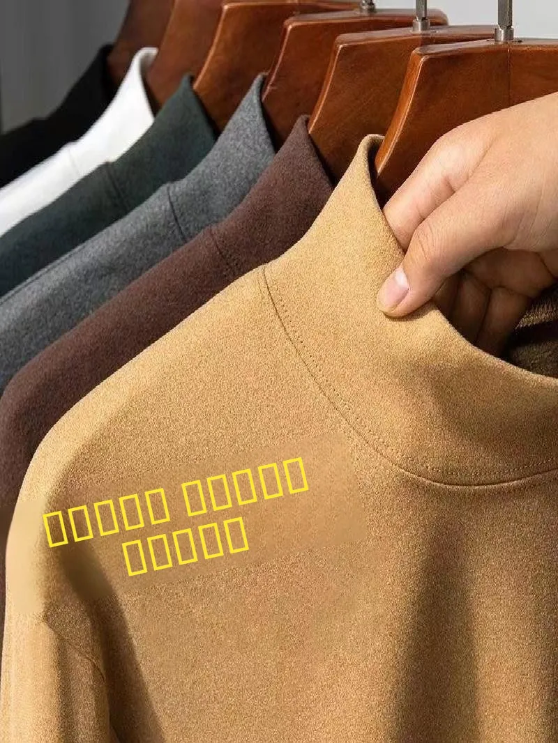 

Men's Thermal Fce Long Sve Mid-Ne T-irt Autumn Winter Sle Double-Faced Brued Base irt Polyester Fiber Casual ...