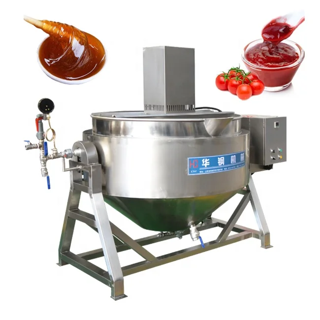 

Electric Steam Gas Heating Tilting Chili Paste Cooker Sugar Cooking Pot Jam Jacketed Kettle with Mixer