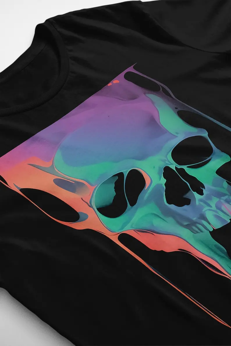 (Duplicate) Weirdcore Skull Melt: Psychedelic Trippy Pastel Goth Horror Apparel