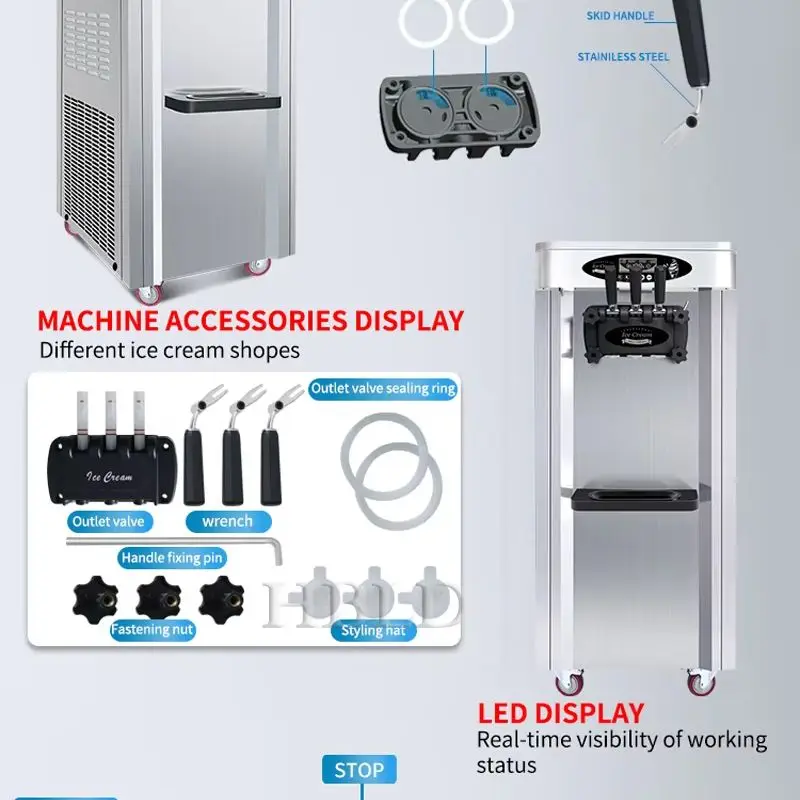 Small Multifunctional Italian Hard Ice Cream Making Machine High Quality Popsicle Maker for Home Use