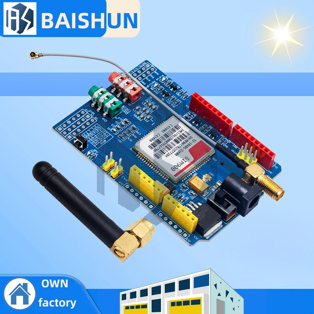 ‌SIM900 Quad-Band GSM/GPRS Module Kit - 850/900/1800/1900MHz Ultra-Compact Development Board with SMA Antenna for Arduino