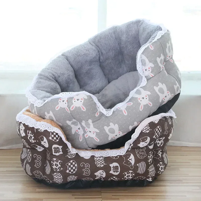 Pet Dog Cat Sofa House Beds Mats Kennel Wind Warm Enlarge Pet Bed Lace Supplies Pet Products