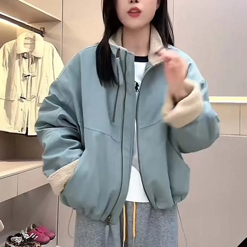 2026New Fashion Pai Overcome Jacket Women's Autumn Winter Coat Lamb Wool Outwear Short Cotton-padded Jacket Female Warm Overwear