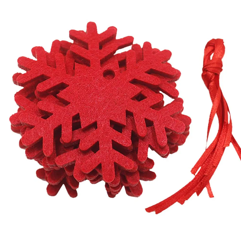 

40Pcs Xmas Felt Pendant Nonwoven Creative Christmas Decor Red Elk Snowflake Tree Hanging Ornaments Festival Home Party