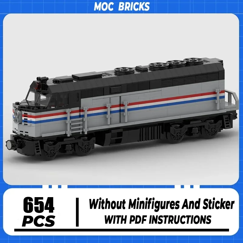 

Серия железнодорожных поездов Moc, строительные кирпичи, EMD F40PH, модель поезда, технология строительства, модульный блок, игрушка «сделай сам», праздничные подарки
