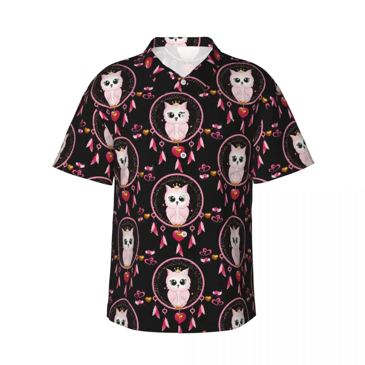 Owl Dream Catcher Hawaiian Shirt Men Beach Cute Animal Casual Shirts Short Sleeves Stylish Design Elegant Oversized Blouses