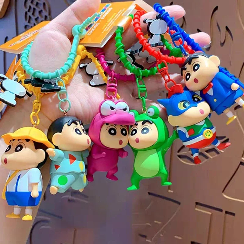 Crayon Shin-Chan Cross-Dressing Keychain Pendant Figure Cute Cartoon Dolls Men Women Hanging Ornaments Collection Model Gifts