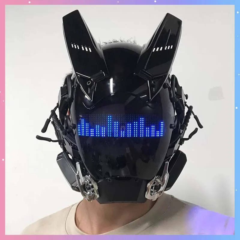 

Маска в стиле киберпанк с поддержкой синего экрана и приложением для DIY-анимации, костюм для косплея, шлем механического солдата, реквизит для вечеринок на Хэллоуин и баров