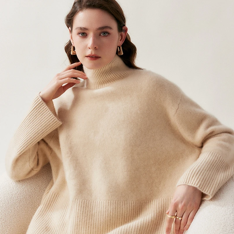 Winter Women\'s Sweater High Quality Soft Warm Pullover 100% Cashmere Sweaters Female Loose Large Size Thicken Knit Jumper Ladies