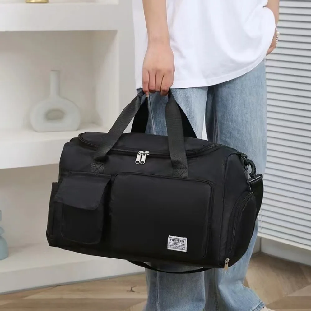 

Оксфордская дорожная сумка для багажа, складная прочная нейлоновая спортивная сумка с отделением для обуви, однотонная женская сумка большой вместимости