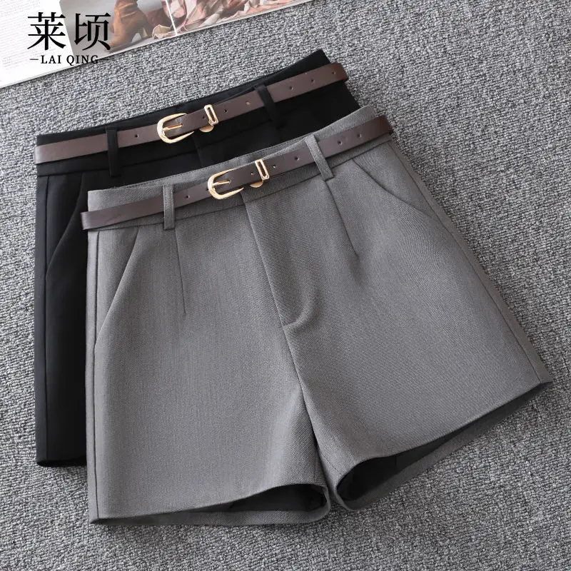 

Grey Suit Shorts Women Spring and Summer New Boot Pants High-grade High-waisted Look Slim All with Loose Casual Pants fashion