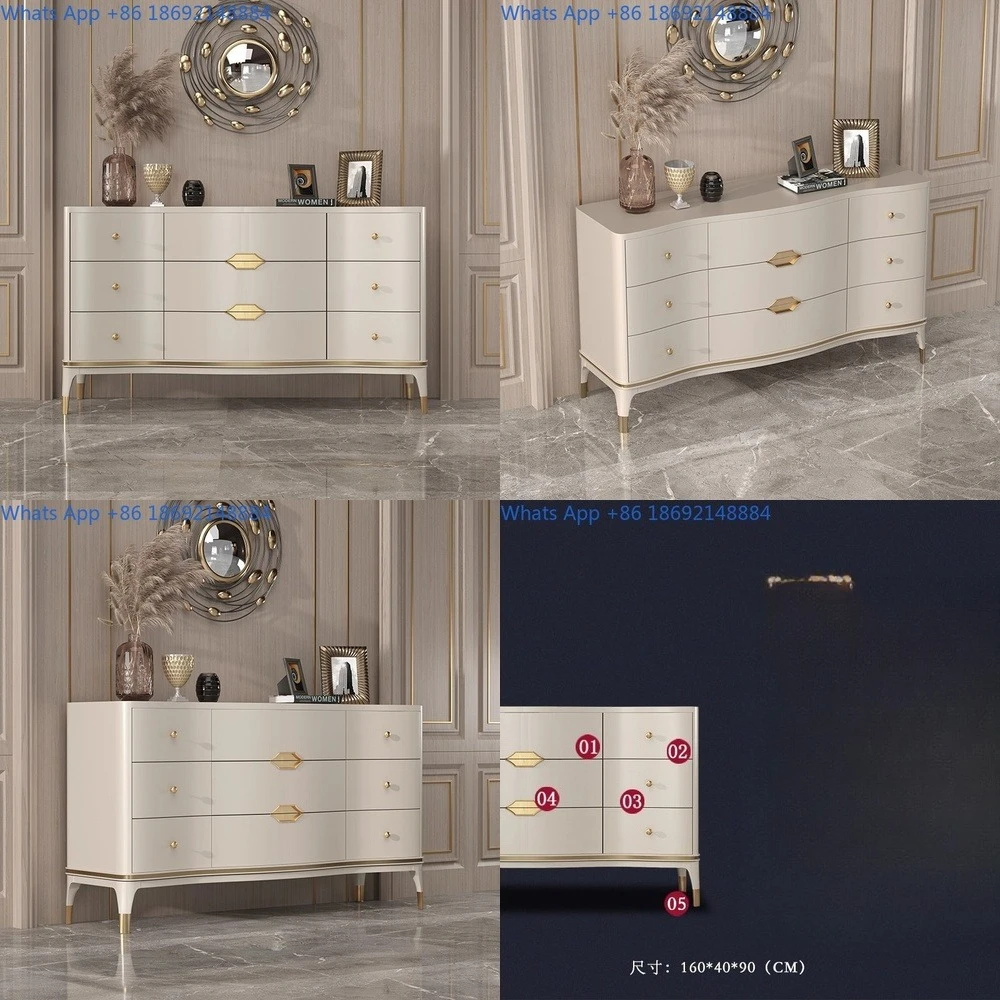 

Luxury 9 Drawer Cabinet American Style Living Room Modern Simple Storage Chest Bedroom TV Unit Solid Wood Dresser