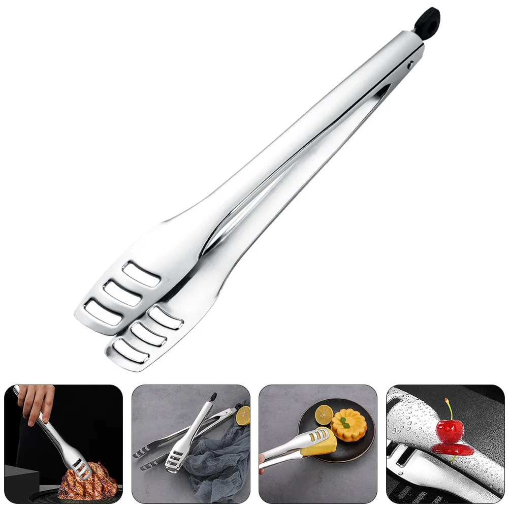 

1 pc Stainless Steel Food Clamp Long Handle Anti-Scald Lightweight Bread Tong Fruit Clip Steak Clamp Kitchen Tool