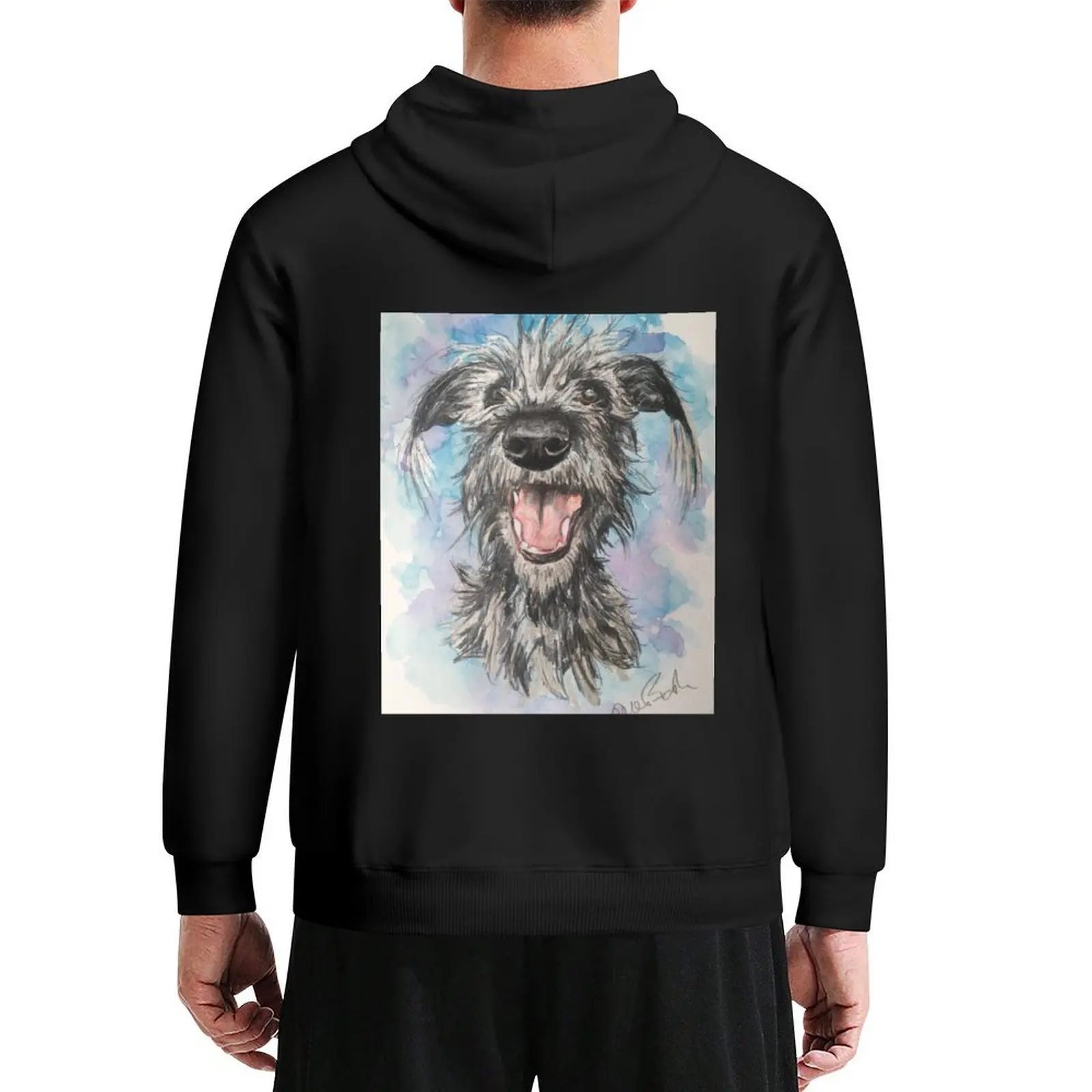 

Scruffy Lurcher, watercolour background Hoodie men wear men's clothes men's sweat-shirt autumn jacket men anime hoodie