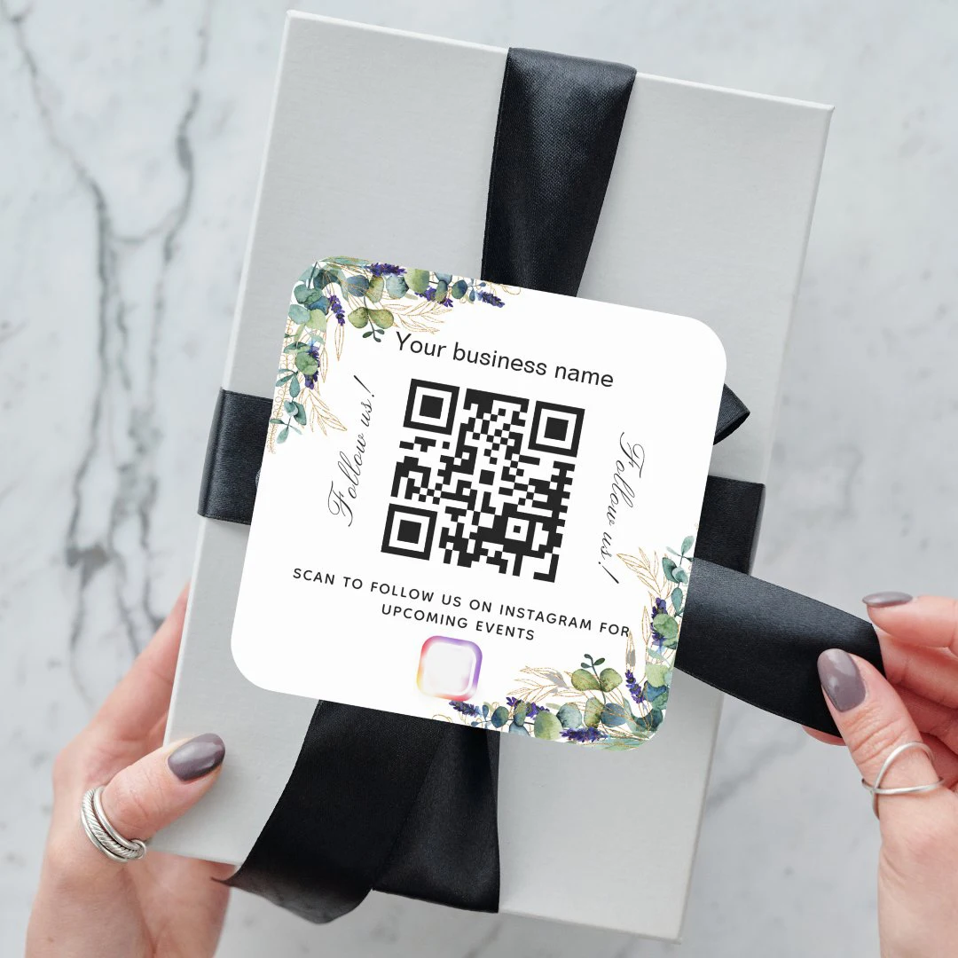 

50pcsCustomizable enterprise website logo QR code stickers - square design, personalized text, social media links label