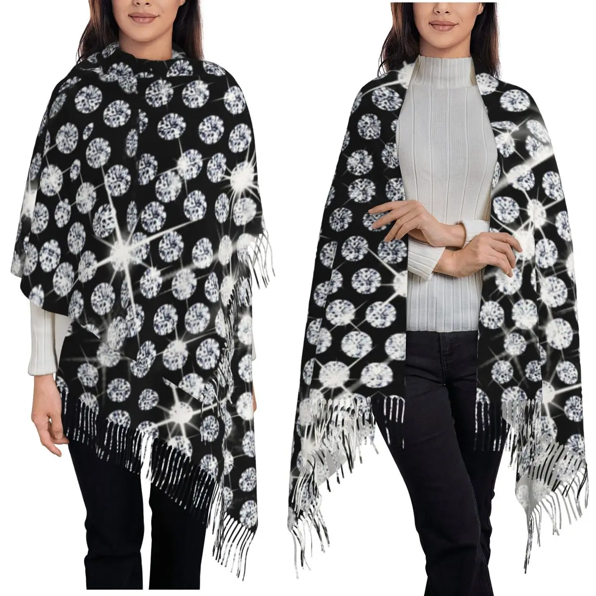 

Ювелирные изделия, драгоценный камень, серебряный кристалл, блестящие стразы, бриллианты, шарф, шарфы с кисточками, шали и накидки, большая осенне-зимняя шаль, накидка