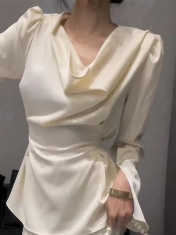 Spring 2025 Fashionable Design Women\'s New Clothes Set Elegant Atmosphere Top Half Skirt Two-Piece Suit Long Sleeve V-Neck