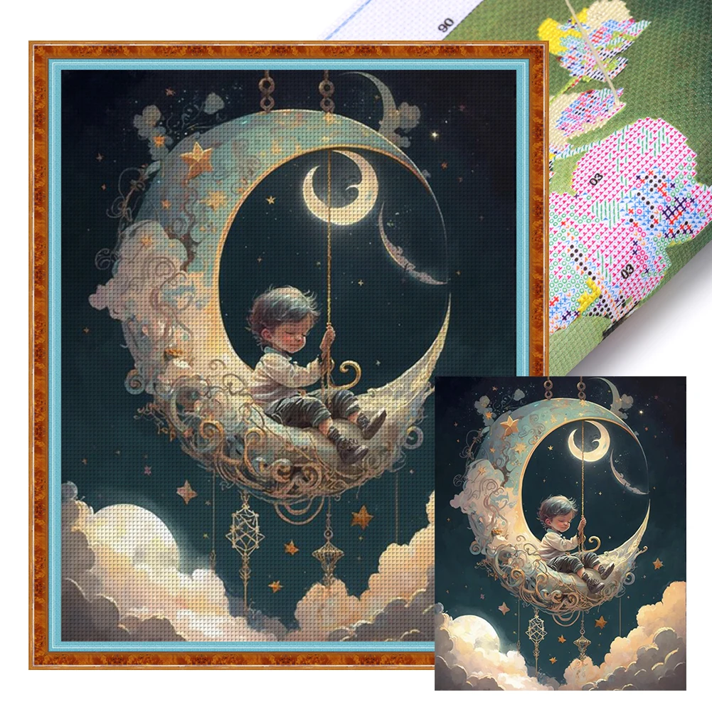 Full Embroidery Eco-cotton Thread 11CT Printed Boy Cross Stitch Kit Art 40x50cm