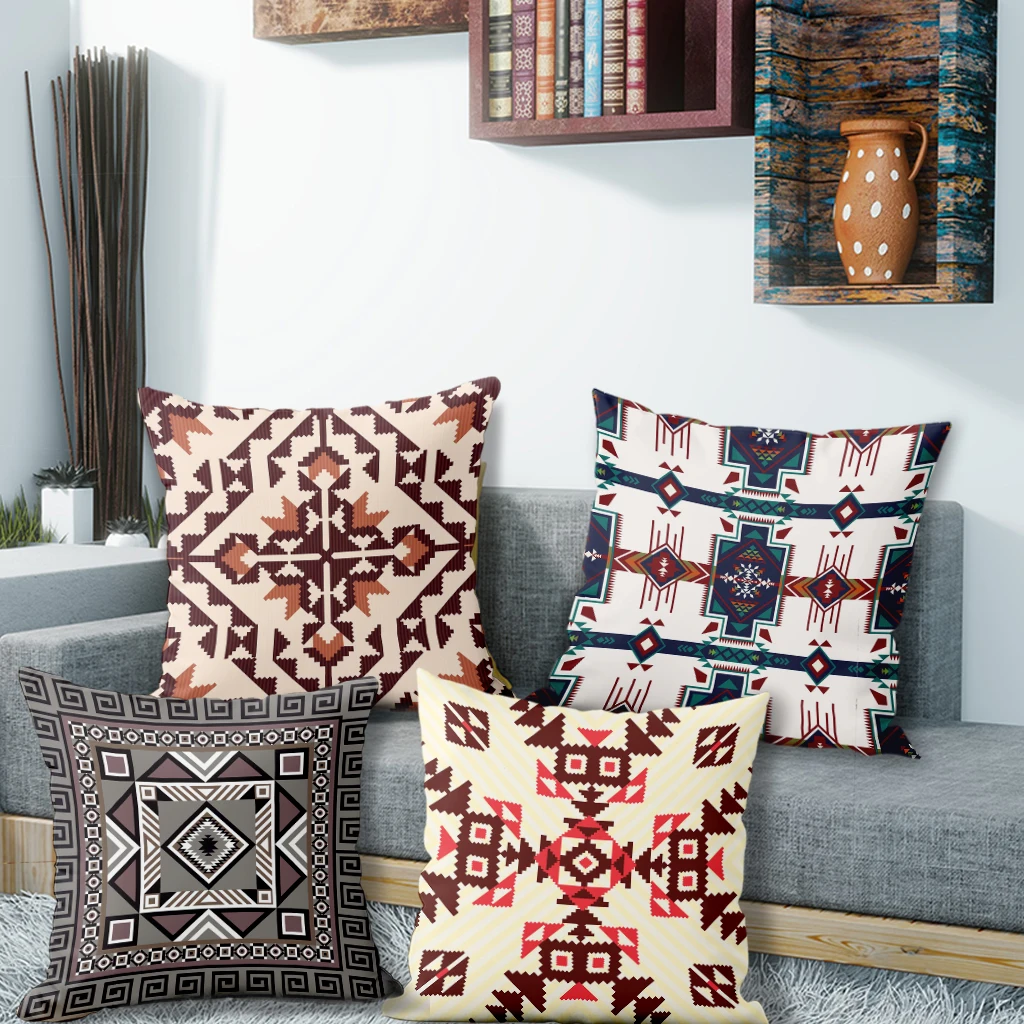 

4 шт., наволочки с красочным геометрическим узором, подходят для дивана, автомобиля, спальни, декоративная наволочка, наволочка