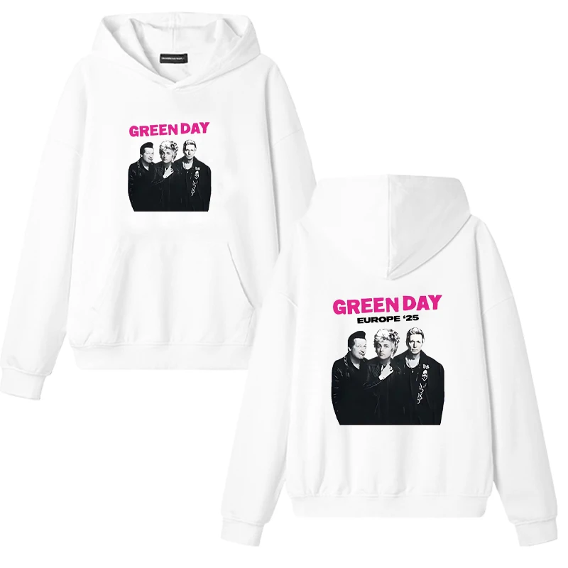 Band Green Day Europe '25 printed Hoodies Hip Hop Fashion Unisex Streetwear Hooded vintage Long Sleeve Sweatshirt Men Women