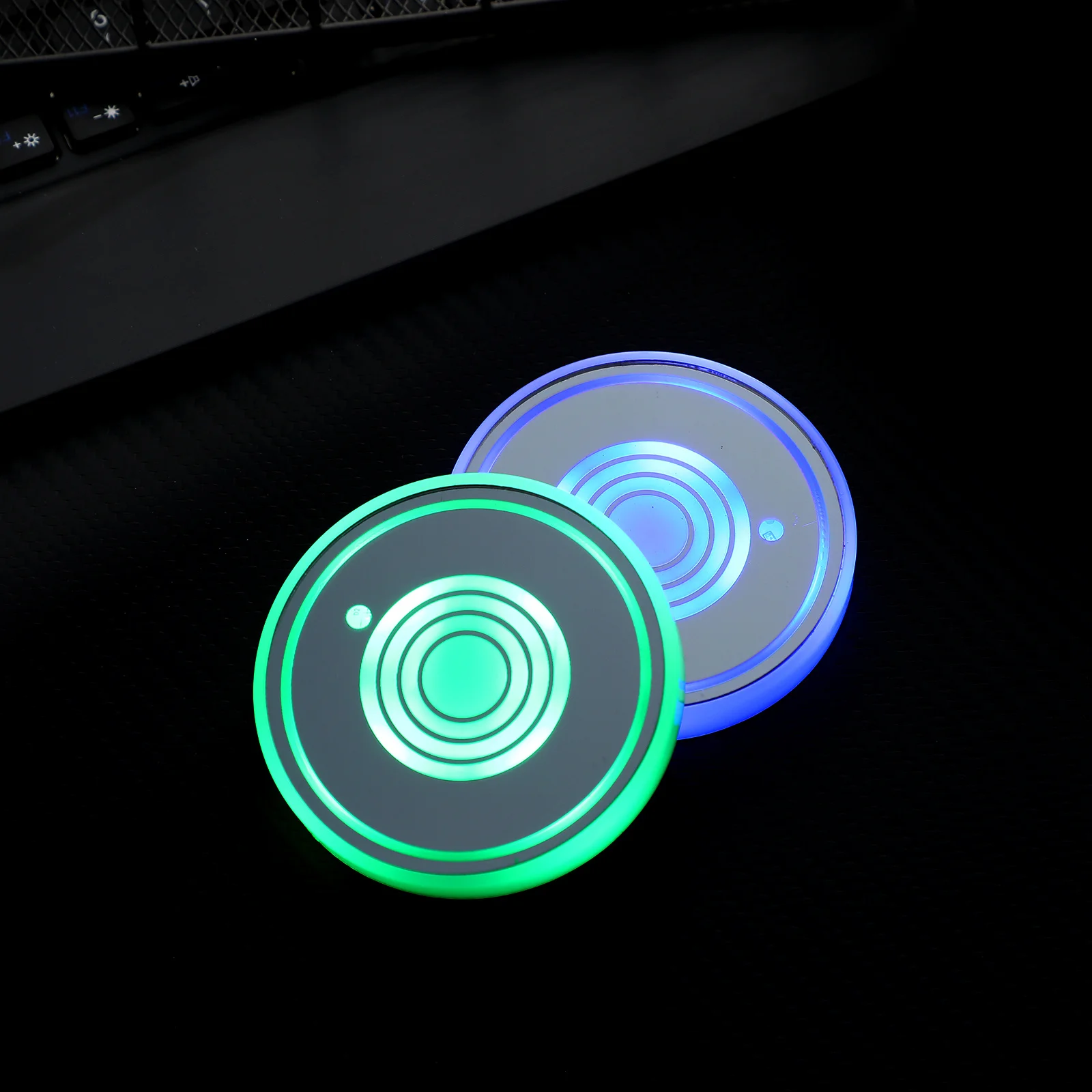

2Pcs LED Water Cup Pads Acrylic Car Table Mat Colorful Luminescent Suction Cup Placemats for Water Bottles Atmosphere Light Long
