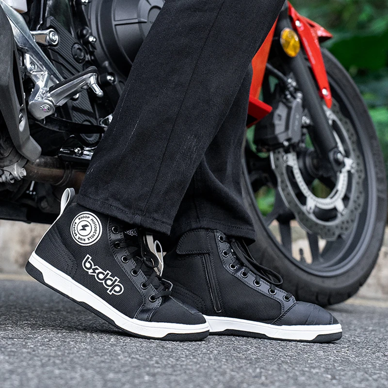 Chaussures d'équitation de moto tout-terrain pour hommes et femmes, bottes décontractées, anti-chute, résistantes à l'usure, bottes de course, noir carillon