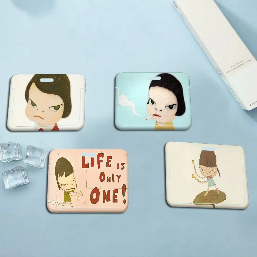 Popular Art Girl Y-yoshitomoS N-nara Badge Holder Lanyards Keychain Women New Cartoon Card Holders Neck Straps Student