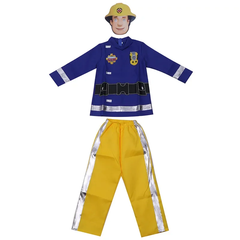 Kids cute TV Fireman Sam small rescue cosplay dress up costume for performance Halloween 3PCs outfit